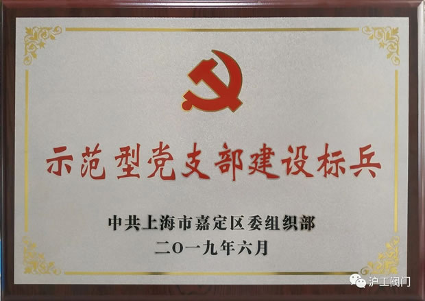 金年会 金字招牌党支部被授予嘉定区示范型党支部建设标兵奖牌